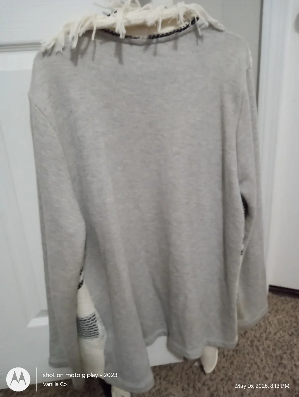 Anthropologie Dolan Sonia Fringe Cardigan Open Front White Size Large - Picture 5 of 13